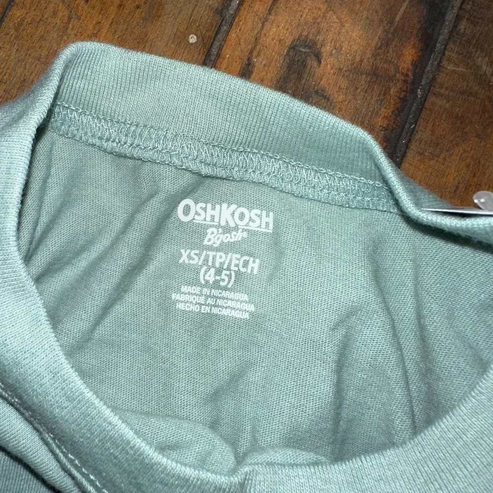 OshKosh B'gosh Tee Shirt Unisex XS(4-5) Green Short Sleeve Crew Neck‎ Graphic